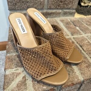 Steve Madden Cataleya Classic Block Heel Sandal Women's Cognac Sz 9.5 #147